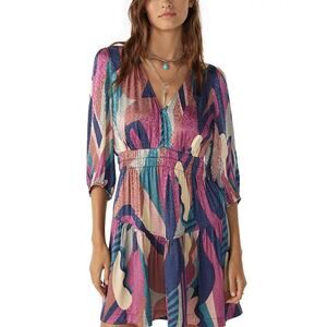 ba&sh Wacla Smocked Waist purple multi short Dress medium